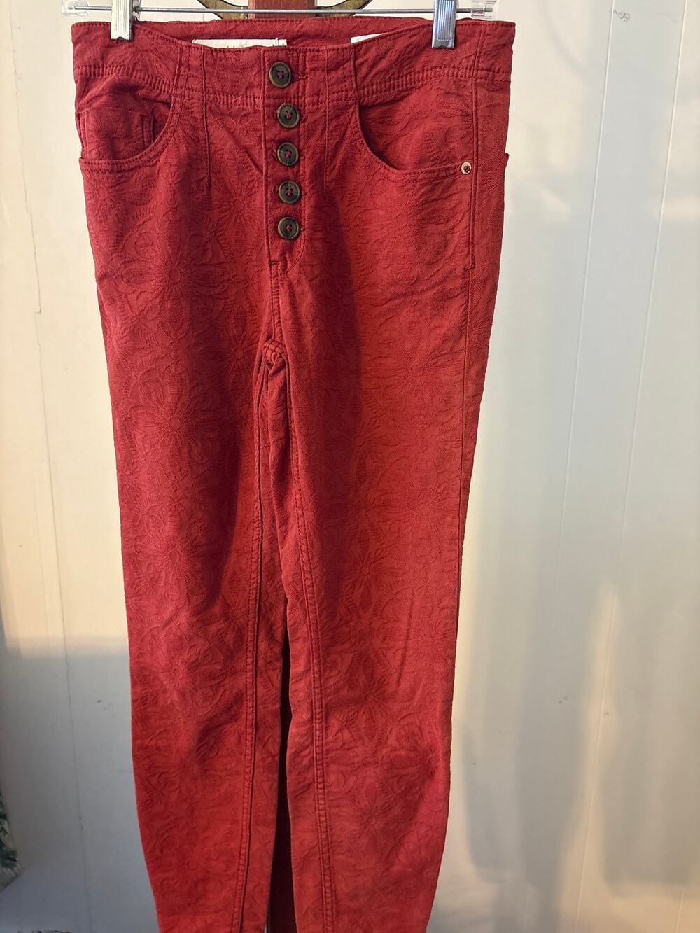 Pilcro and the Letterpress Anthropologie High Ride Skinny Textured Jeans Sz 27